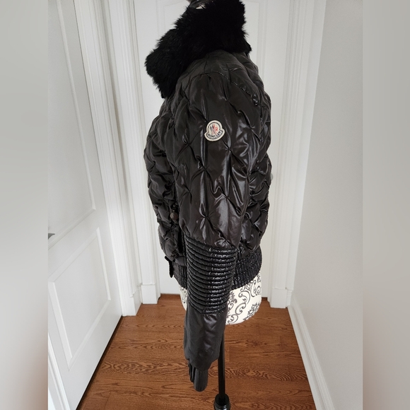 Moncler Women Black Down Jacket Bomber Size 1/S - Picture 6 of 16